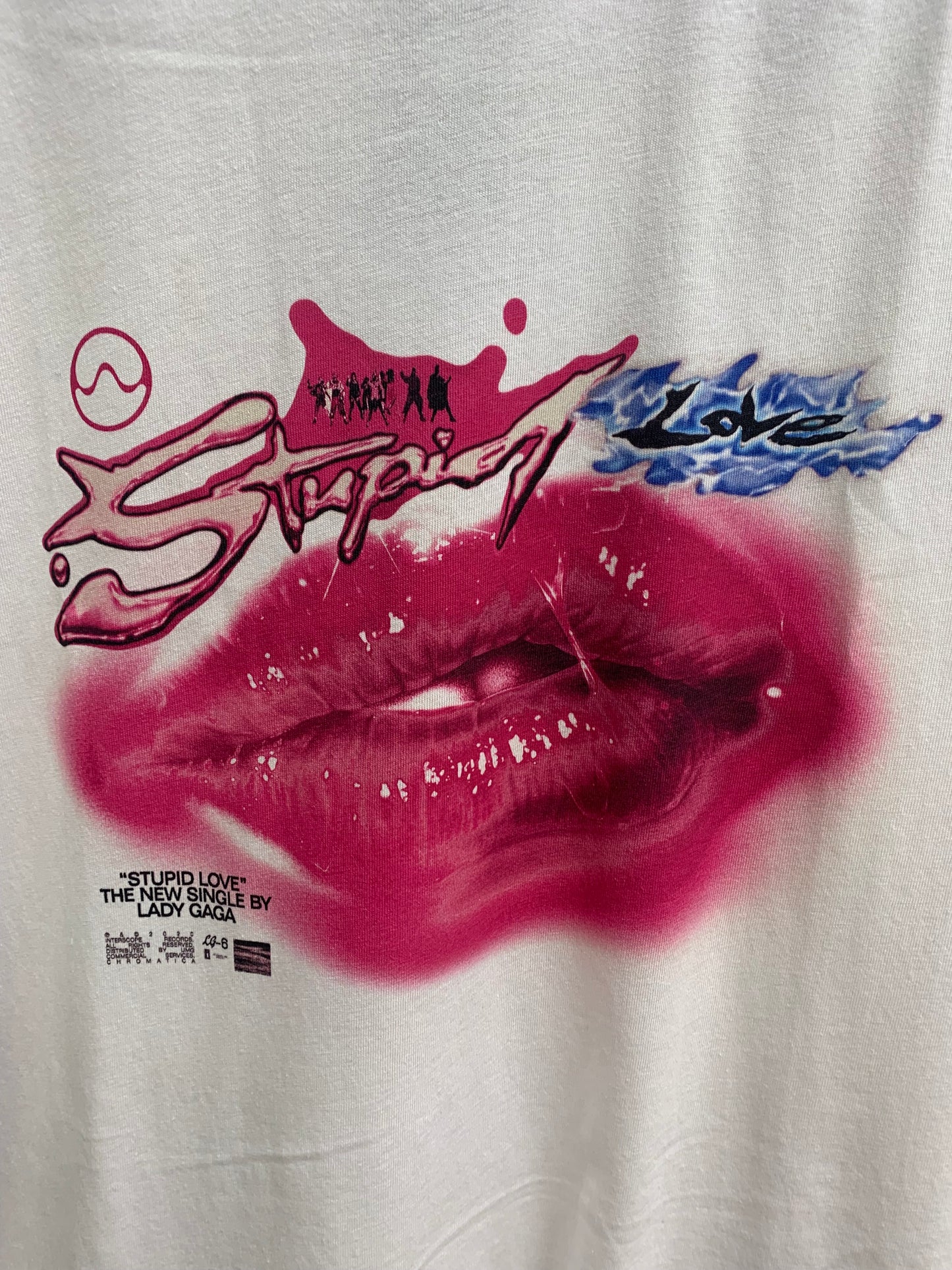 LADY GAGA - Lips Stupid Love Adult White Tee