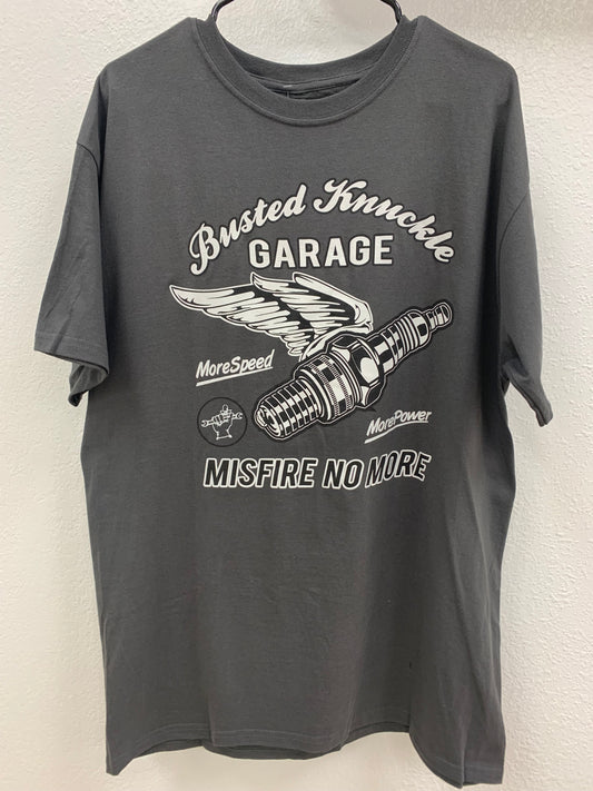 BUSTED KNUCKLE - Garage Service Station Graphic Charcoal T-shirt