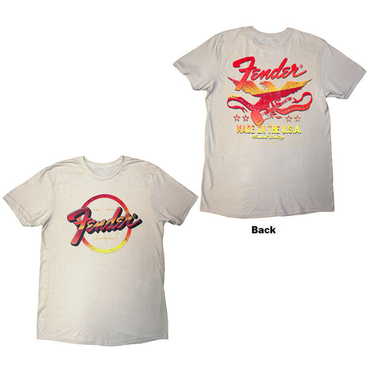 Fender Unisex T-Shirt: Made In The USA (Beige) (Back Print)