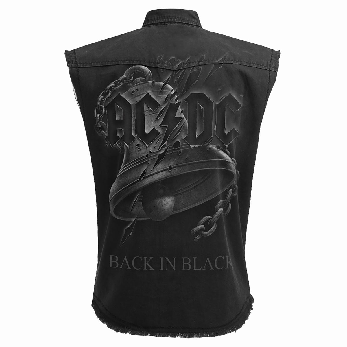 ACDC - BACK IN BLACK TORN - Sleeveless Worker Shirt