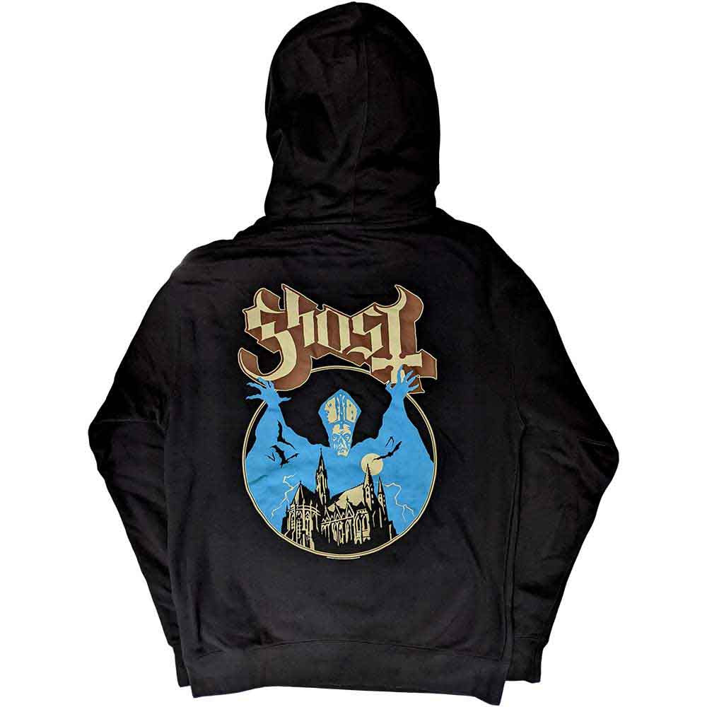 GHOST - Ghost Unisex Pullover Hoodie: Pocket Logo & Opus (Black) (Back Print)