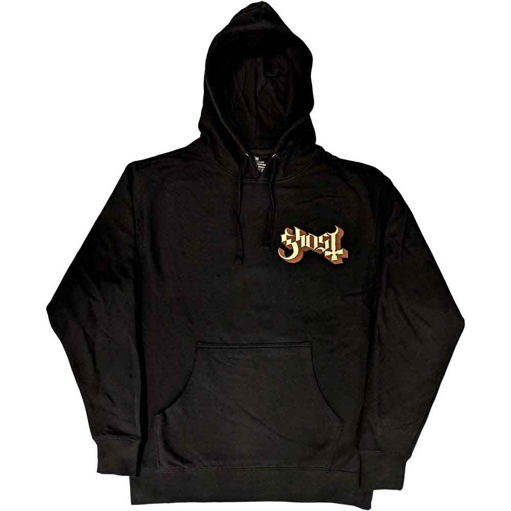 GHOST - Ghost Unisex Pullover Hoodie: Pocket Logo & Opus (Black) (Back Print)