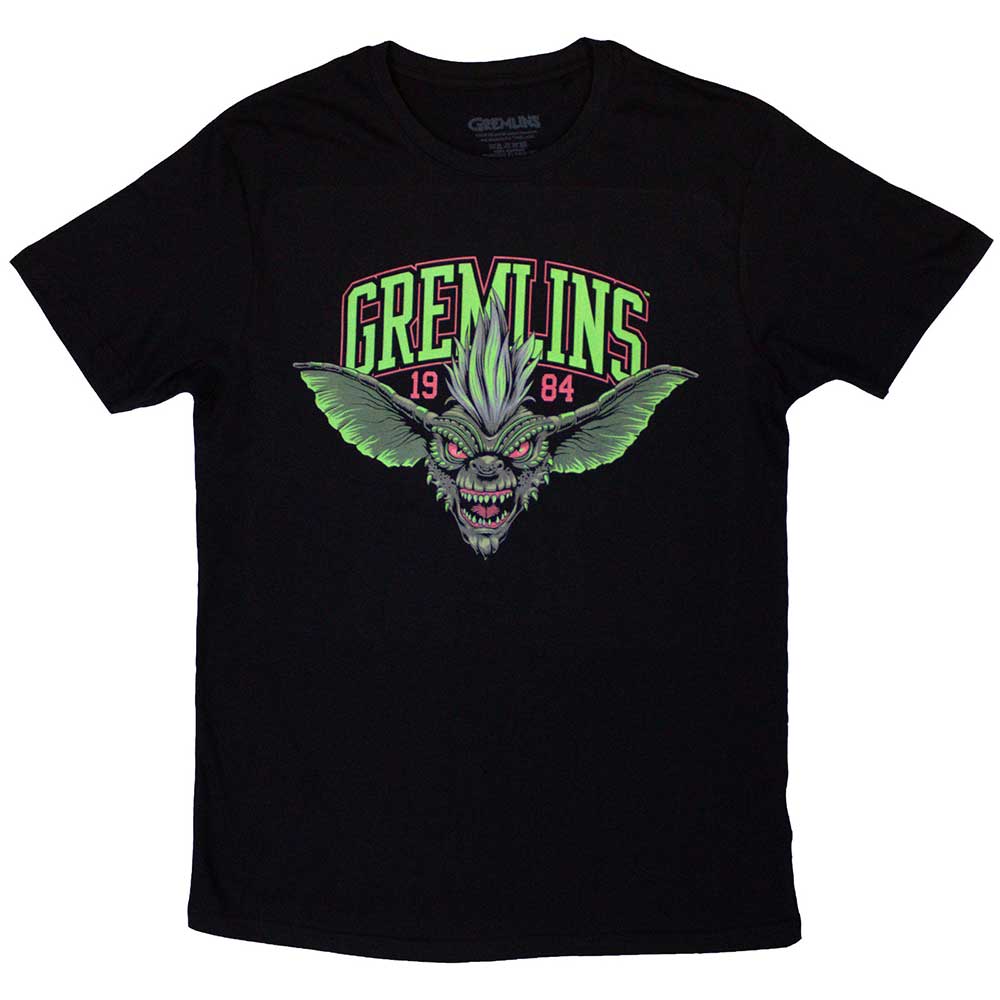 Gremlins Unisex T-Shirt: Stripe 1984 Green Logo (Black)
