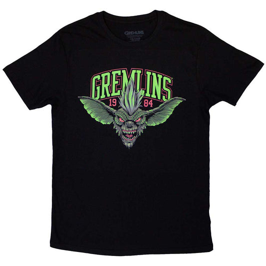 Gremlins Unisex T-Shirt: Stripe 1984 Green Logo (Black)