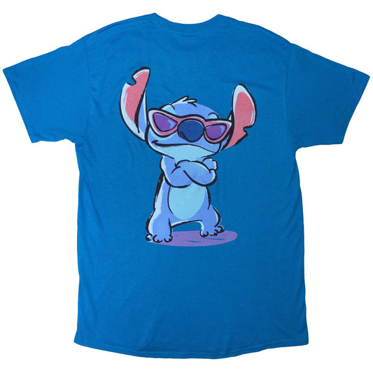 LILO & STITCH - Disney Unisex T-Shirt: Stitch Logo (Blue) (Back Print)