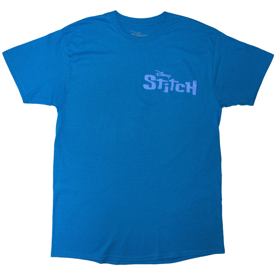 LILO & STITCH - Disney Unisex T-Shirt: Stitch Logo (Blue) (Back Print)