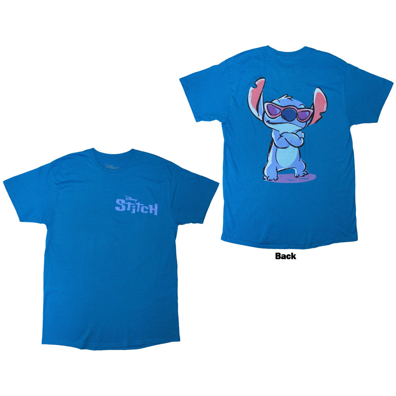 LILO & STITCH - Disney Unisex T-Shirt: Stitch Logo (Blue) (Back Print)
