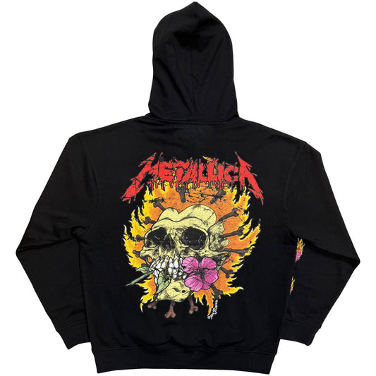 METALLICA - Unisex Pullover Hoodie: Flower Skull (Black) (Back Print)