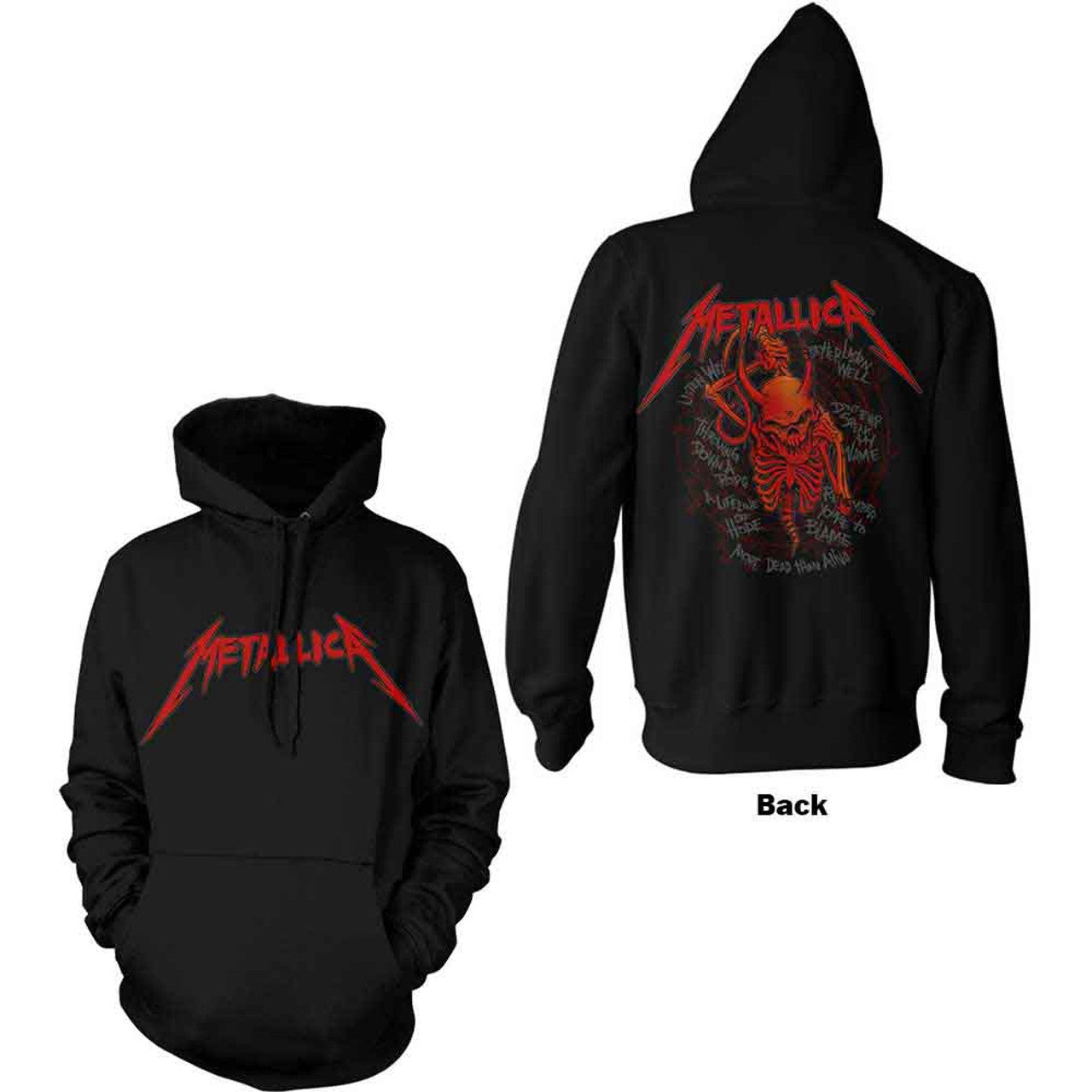 METALLICA - Unisex Pullover Hoodie: Skull Screaming Red (Black) (Back Print)