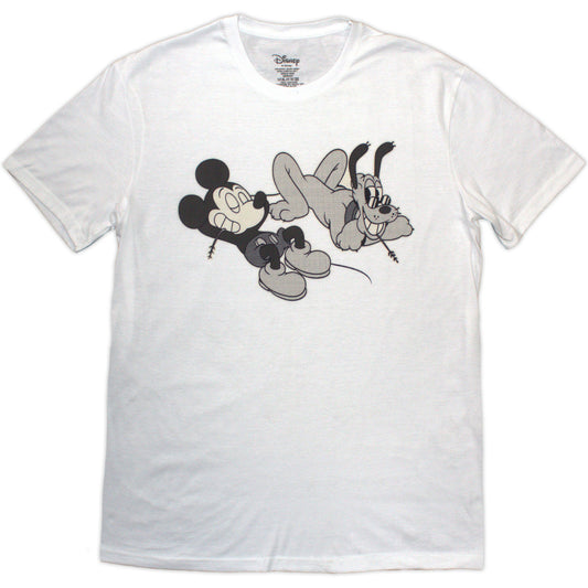 MICKEY & FRIENDS - Disney Unisex T-Shirt: Mickey & Pluto Relax (White)