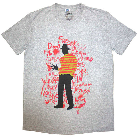 A NIGHTMARE ON ELM STREET - A Nightmare on Elm Street Unisex T-Shirt: Freddy Scribble Font (Grey)