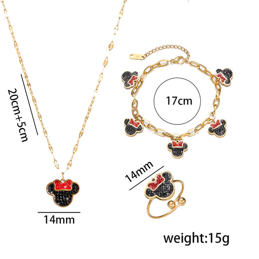 Mickey Mouse Titanium Steel Necklace set