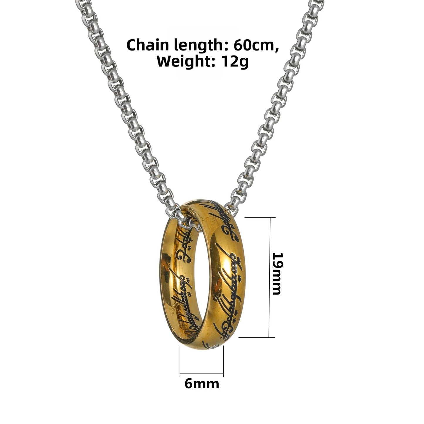 LOTR - The One Ring Replica Titanium Steel Pendant Necklace
