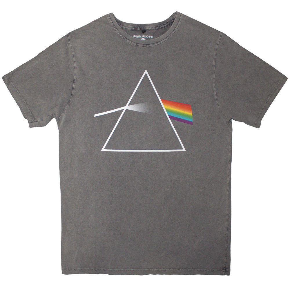 PINK FLOYD - Pink Floyd Unisex Stone Wash T-Shirt: Dark Side of the Moon Album (Grey)