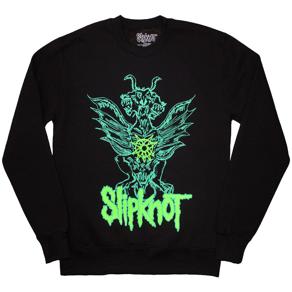 SLIPKNOT - Unisex Sweatshirt: Green Demon (Black) (Back Print & Oversized)