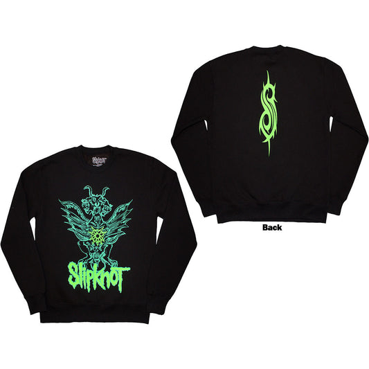 SLIPKNOT - Unisex Sweatshirt: Green Demon (Black) (Back Print & Oversized)
