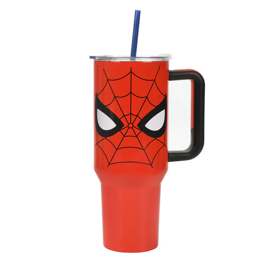 MARVEL - Spider-Man Face & Logo 40 Oz Steel Tumbler With Straw