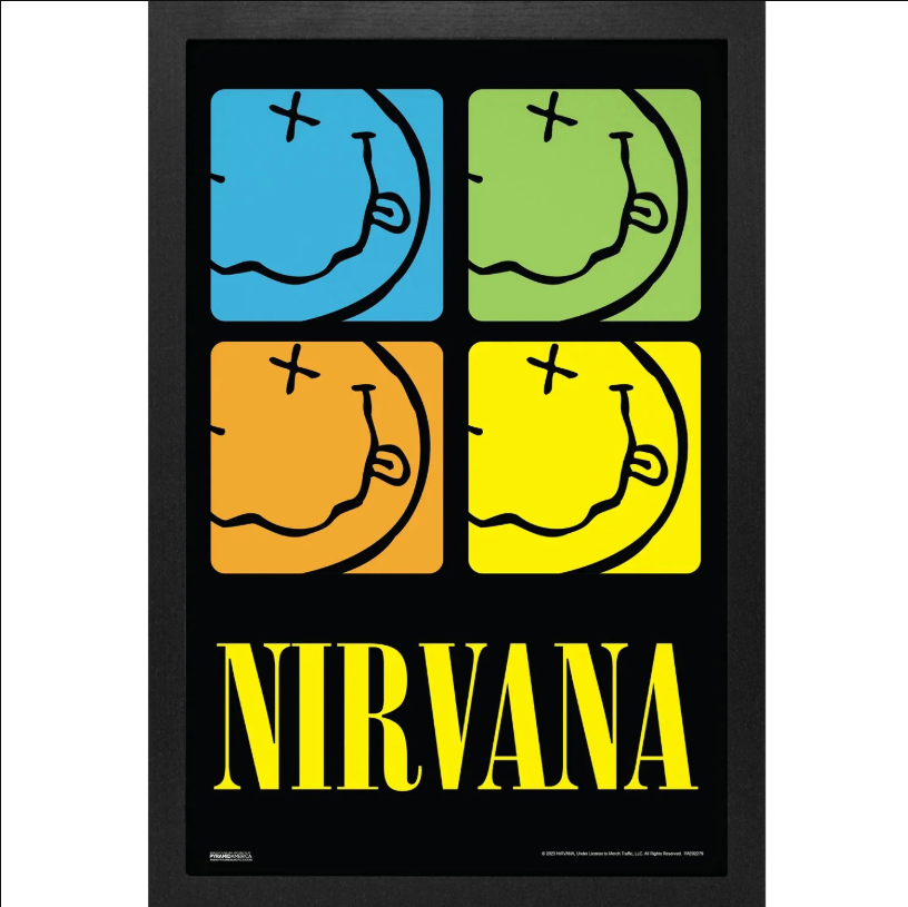 Nirvana - Smiley 4- Colors Framed Wall Art