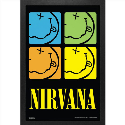 Nirvana - Smiley 4- Colors Framed Wall Art