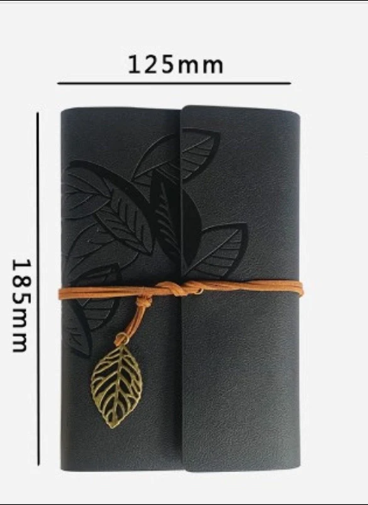 Plant Leather Paper Retro Notebook (black)