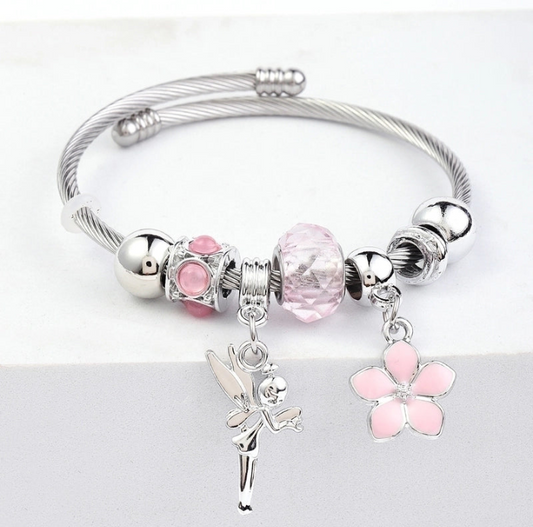 Stainless Steel Asymmetrical Plating Bangle - Pink