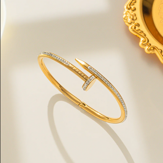 Stainless Steel Nail Bracelet - Gold