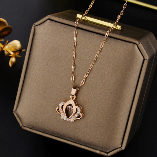 Titanium Steel Crown Rose Gold Necklace