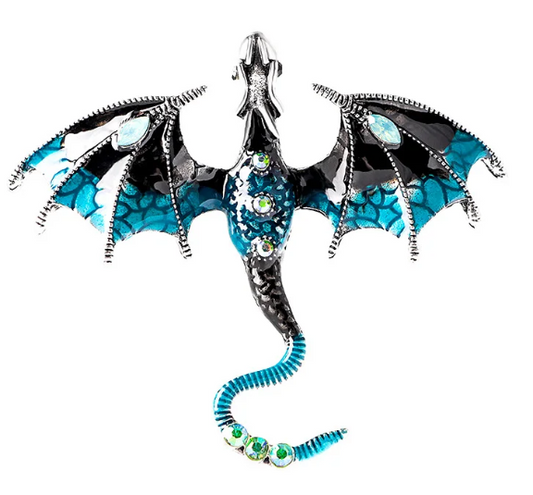 Dragon Brooch - Blue