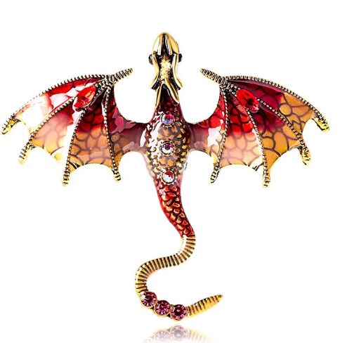 Dragon Brooch - Red