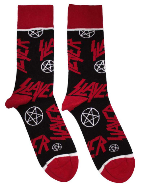 SLAYER - Slayer Unisex Socks: Logos and Pentagrams (Black) (UK Size 4 - 7)