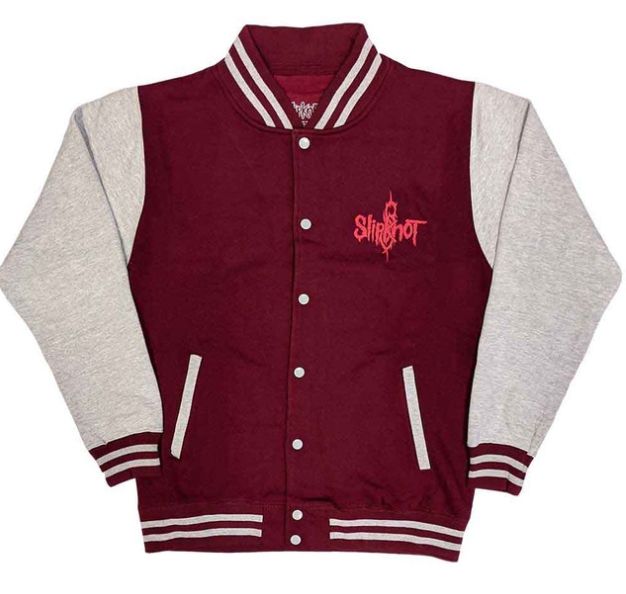 SLIPKNOT - Slipknot Unisex Varsity Jacket: 9 Point Star (Maroon Red & Grey) (Back Print)