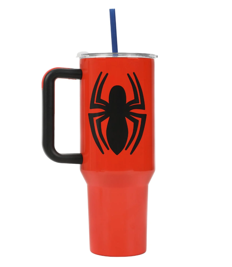 MARVEL - Spider-Man Face & Logo 40 Oz Steel Tumbler With Straw