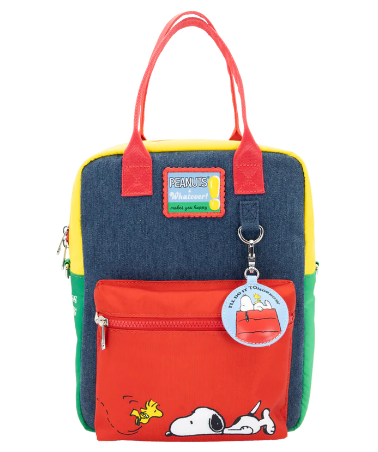 PEANUTS - Peanuts 75th Anniversary Color Block Denim & Canvas Convertible Bag