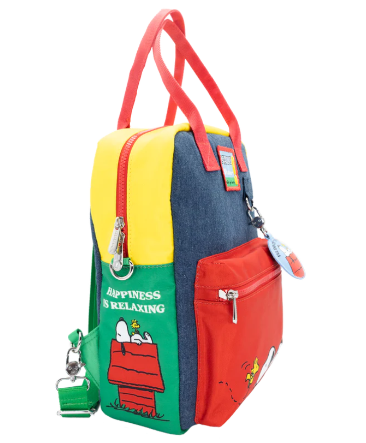 PEANUTS - Peanuts 75th Anniversary Color Block Denim & Canvas Convertible Bag
