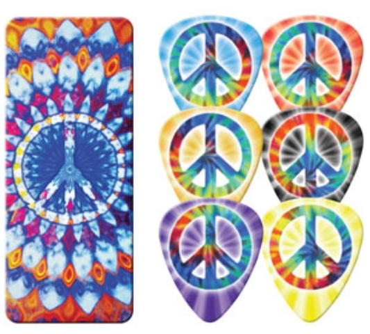 Peace Sign Tie-Dye Peace Symbol Collector's Tin - 6 Collector's Guitar Picks
