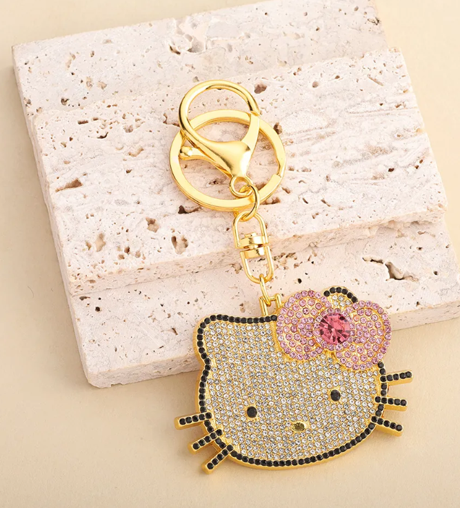 HELLO KITTY - Rhinestones Keychain (Gold)