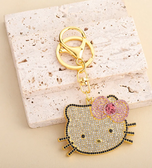 HELLO KITTY - Rhinestones Keychain (Gold)