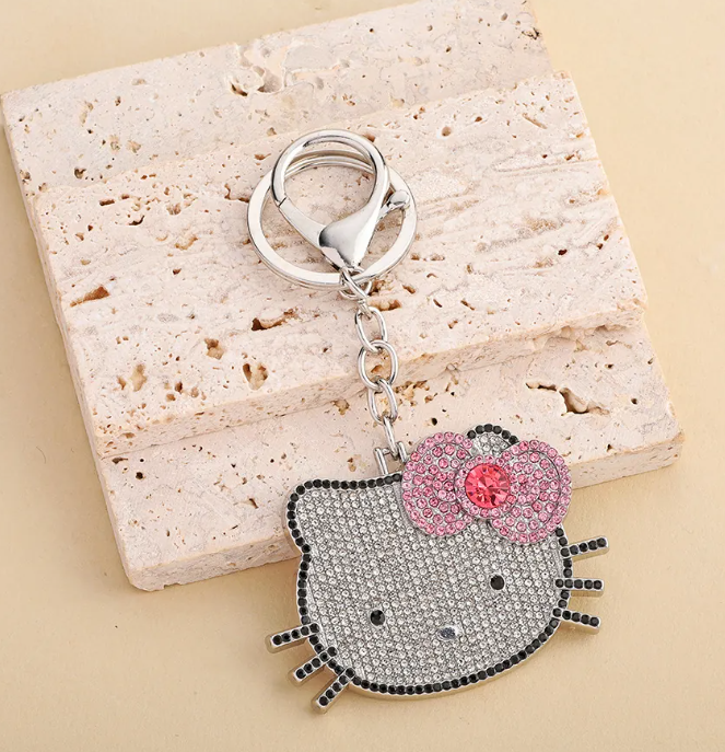 HELLO KITTY - Rhinestones Keychain (Silver)