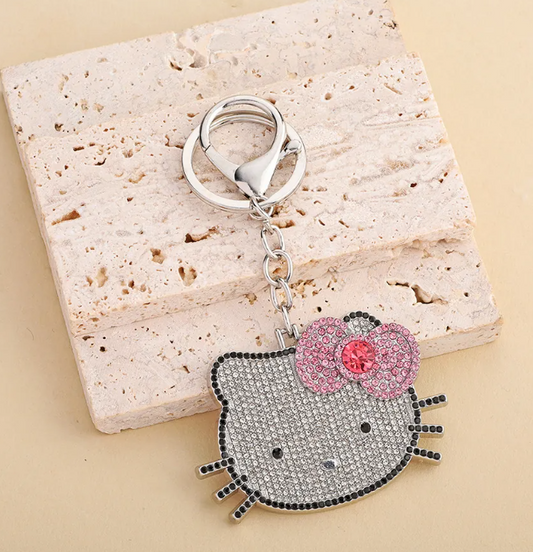 HELLO KITTY - Rhinestones Keychain (Silver)
