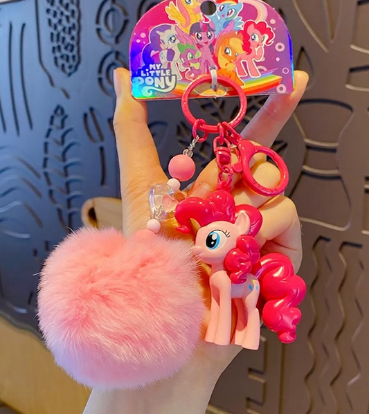 MY LITTLE PONY - Keychain with Faux Fur Pom Pom (Pink)