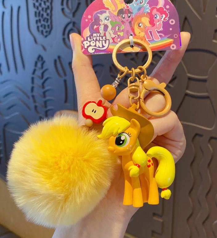 MY LITTLE PONY - Keychain with Faux Fur Pom Pom (Orange)