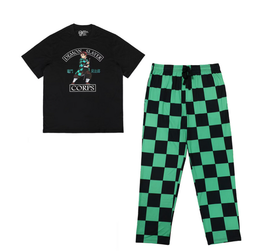 DEMON SLAYER - Tanjiro Black and Green Pijama Set