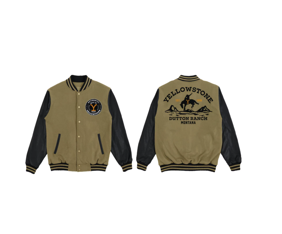 YELLOWSTONE - Black and Khaki Varsity Jacket