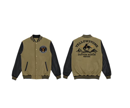 YELLOWSTONE - Black and Khaki Varsity Jacket