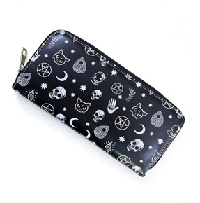 Gothic Skull Print Clutch PVC Wallet