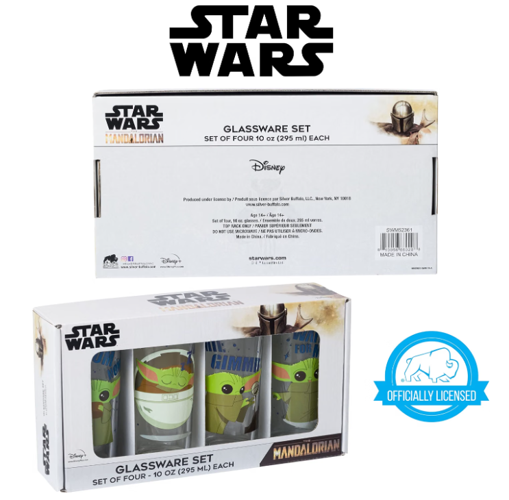 STAR WARS - 4 Pack Tumbler Glass Set, 10 Ounces