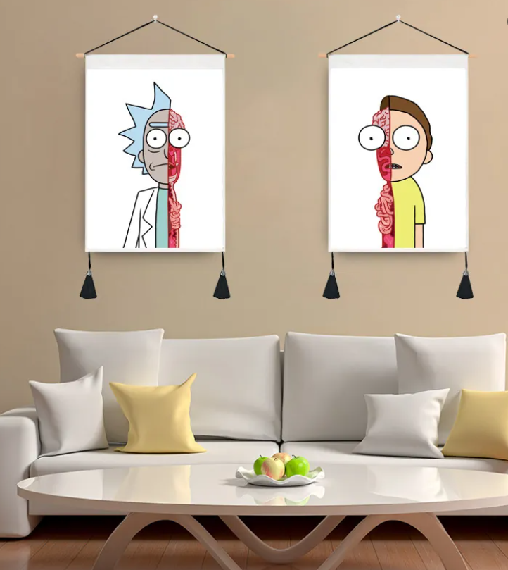 RICK & MORTY - Half-body Tapestry Hanging Wall Art (2 Banners)