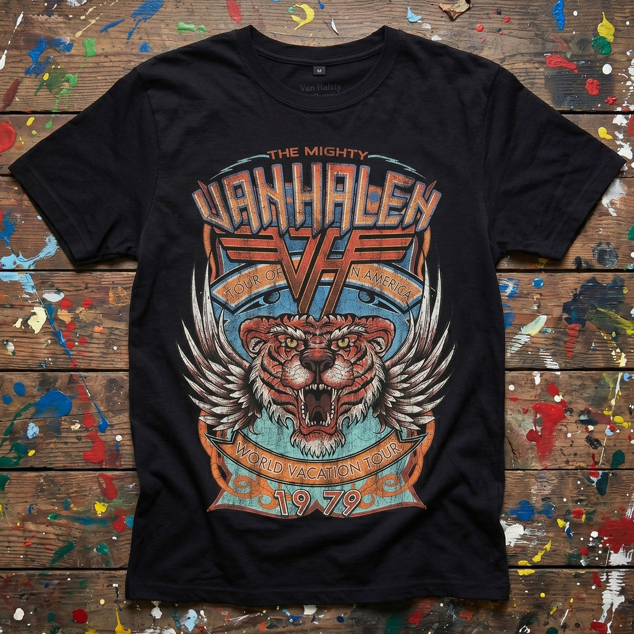 VAN HALEN - Unisex Premium Carbon T-Shirt: World Tour (Black)
