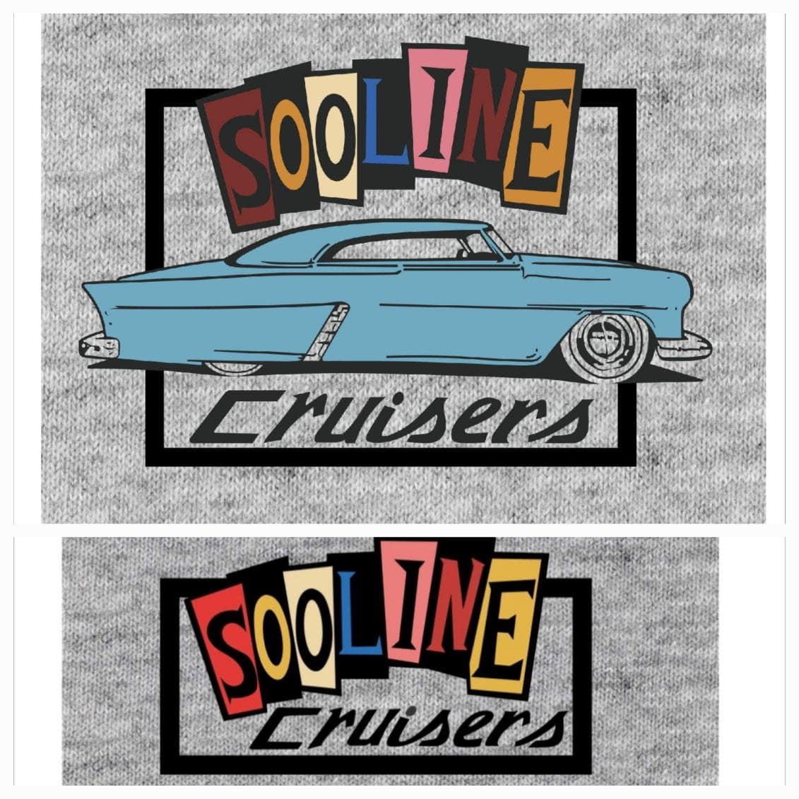 Sooline Cruisers T-Shirt - Back Logo Blue Sedan - Adult