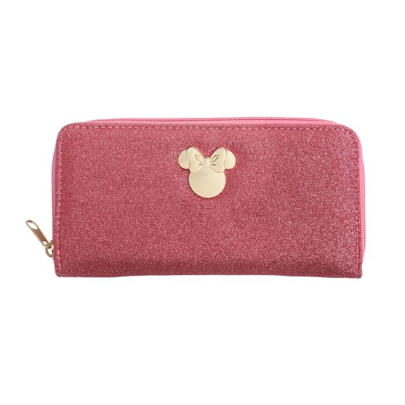 Minnie Mouse Pink Glitter Zip Wallet